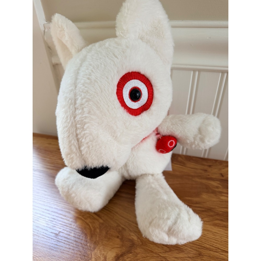 Target Bullseye Dog Plush Mascot with Pink Plaid Backpack 10" Small